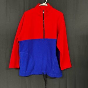 Vintage 90s Norton Studio Colorblock Fleece Pullover Red Blue Y2K Retro Cozy